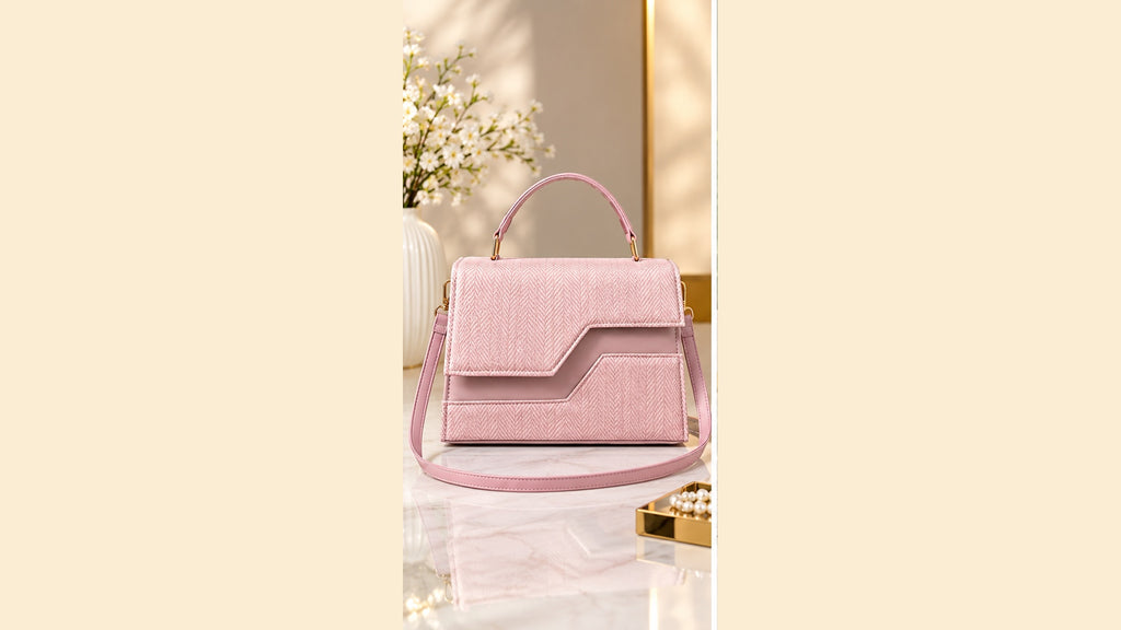 Fineur Liana Handbag for Women – Nude Pink Structured Top Handle & Crossbody Bag