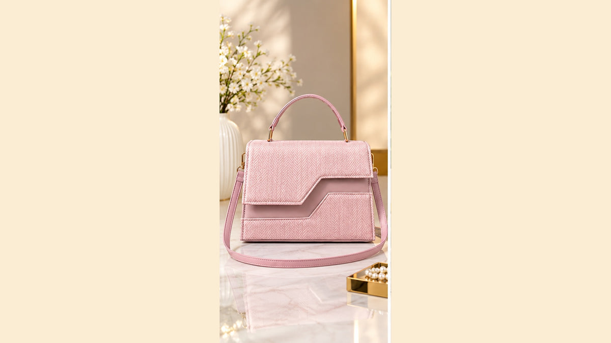 Fineur Liana Handbag for Women – Nude Pink Structured Top Handle & Crossbody Bag