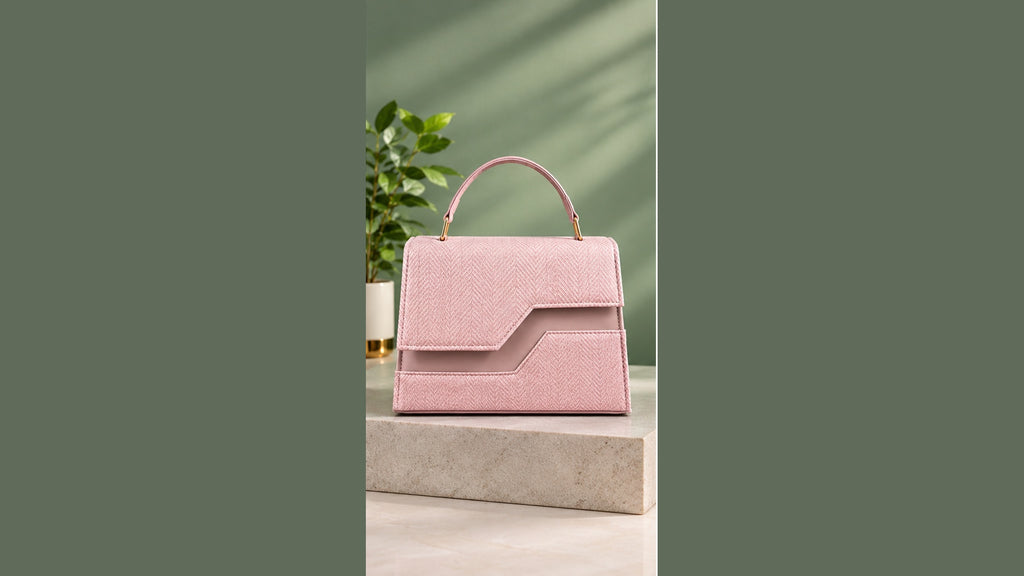 Fineur Liana Handbag for Women – Nude Pink Structured Top Handle & Crossbody Bag
