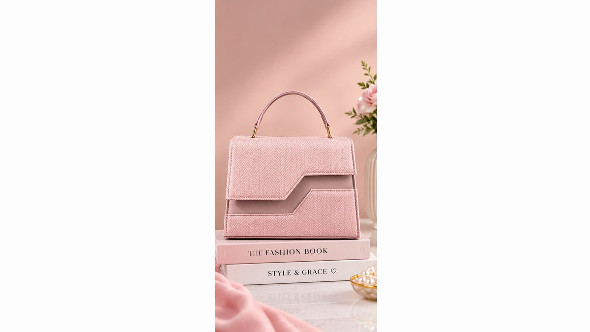 Fineur Liana Handbag for Women – Nude Pink Structured Top Handle & Crossbody Bag