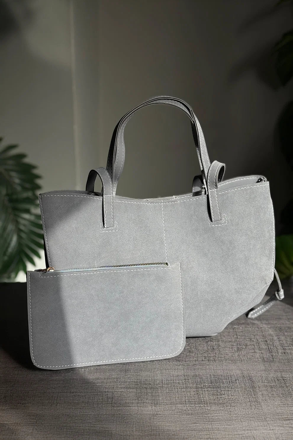 Daiman Luxora Suede Tote Bag - Grey