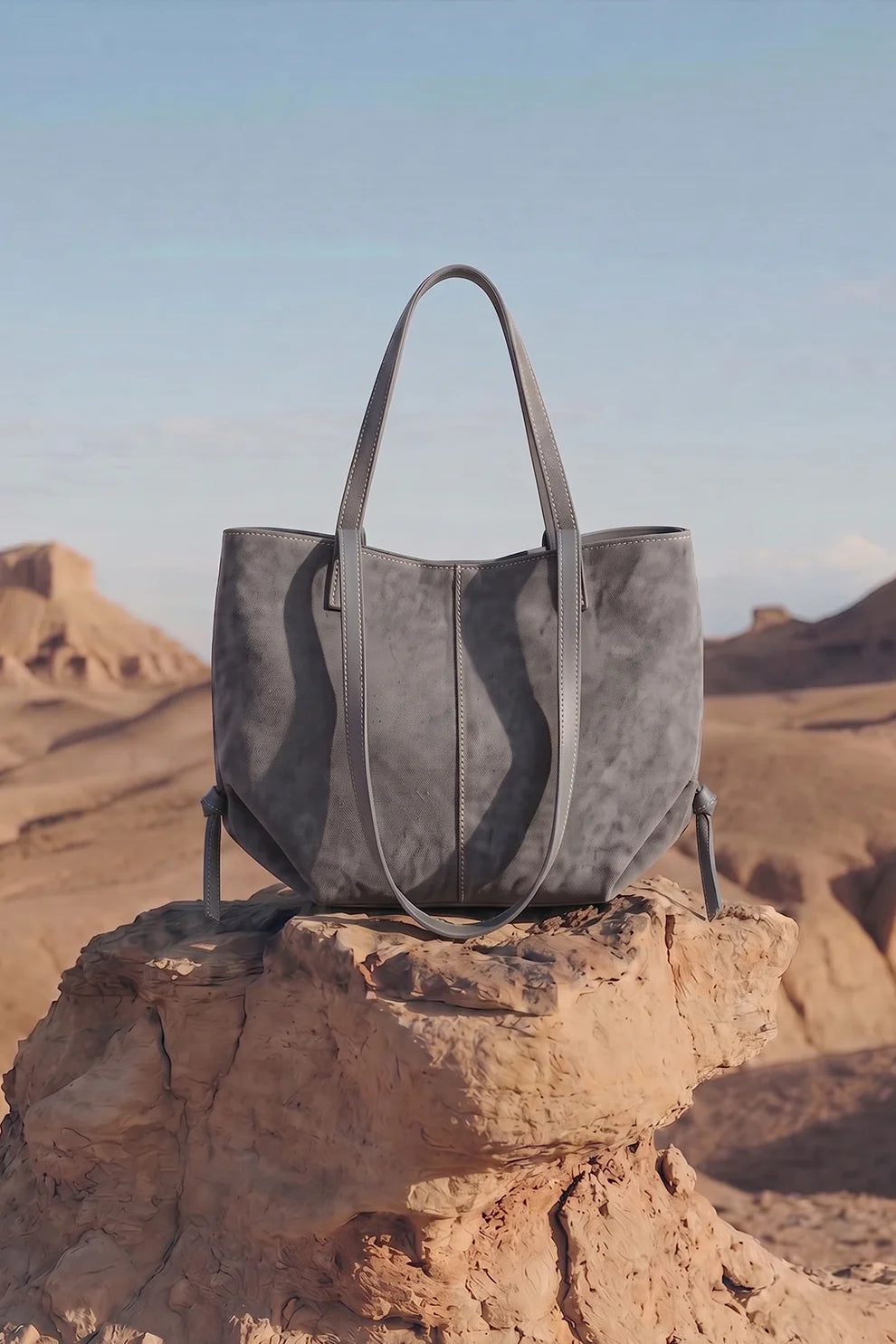 Daiman Luxora Suede Tote Bag - Grey