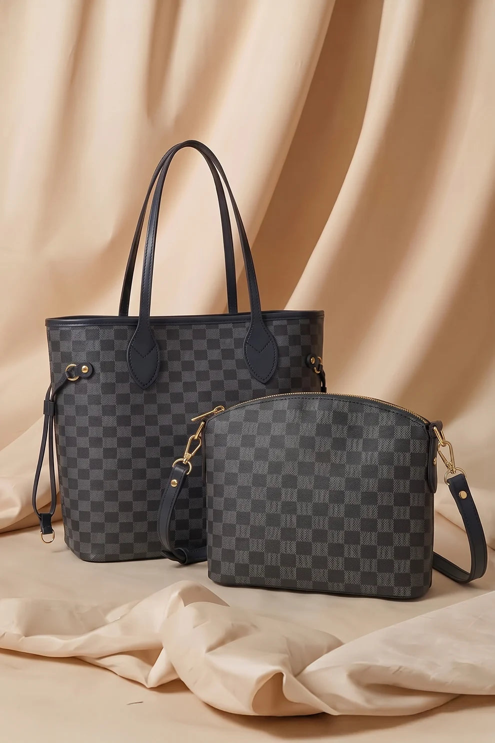 Daiman Duo Tote Checkered - Black