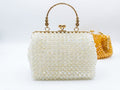 Handmade Pearl Crystal Clutch Bag – Elegant Beaded Evening Purse with Gold Handle