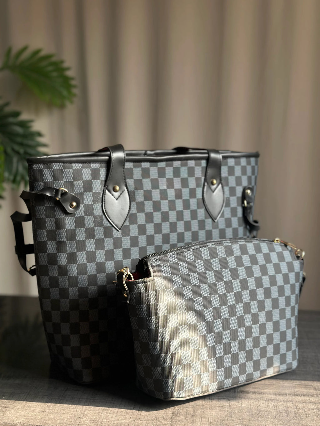 Daiman Duo Tote Checkered - Black