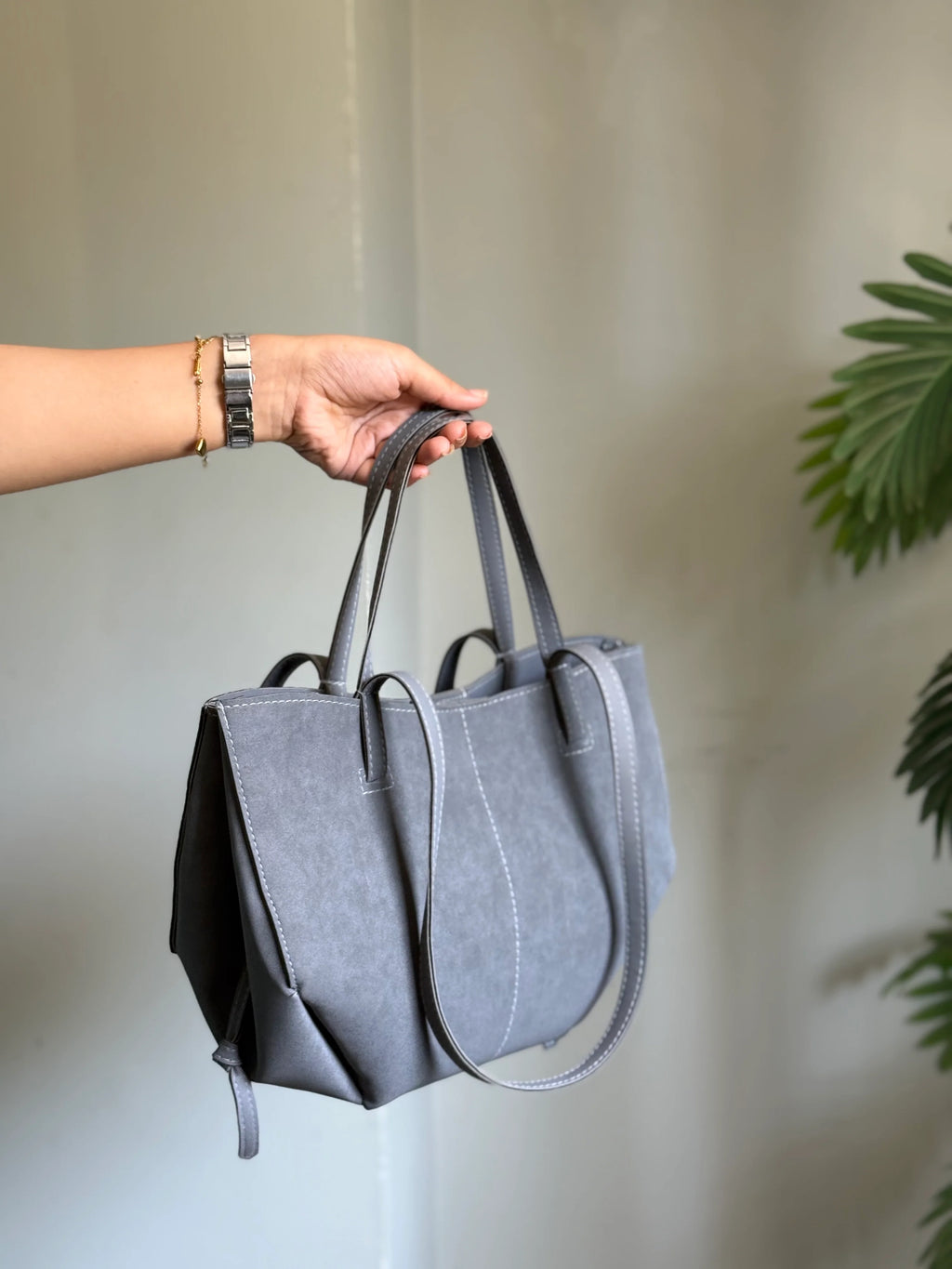 Daiman Luxora Suede Tote Bag - Grey