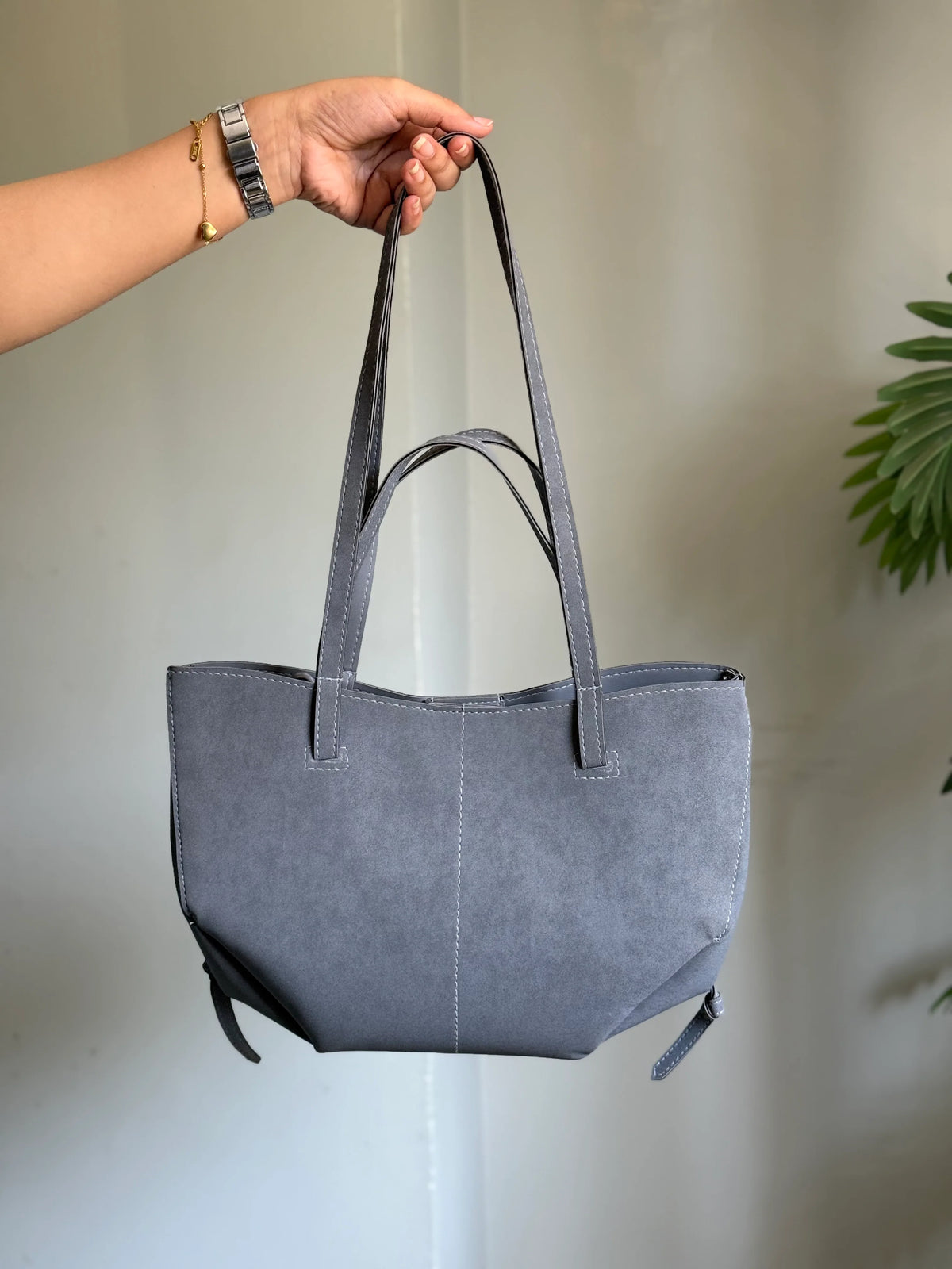 Daiman Luxora Suede Tote Bag - Grey