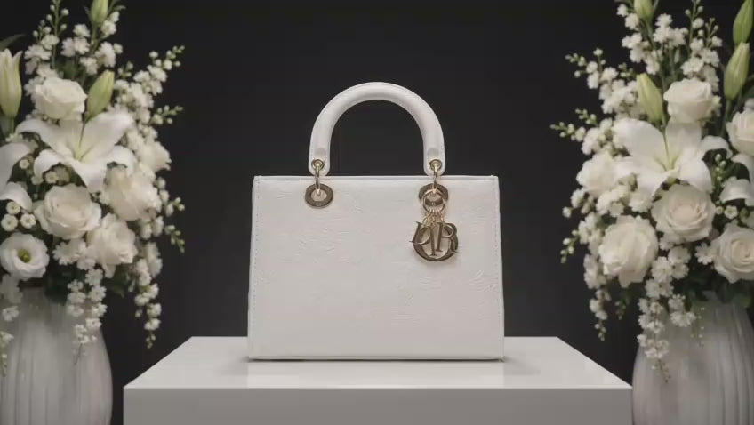 White Faux Rexine Bag for Women – Pearl Handle Stylish Handbag